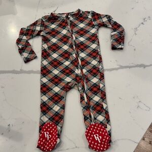 Posh Peanut Red and Green Plaid Footie Sleeper NWOT